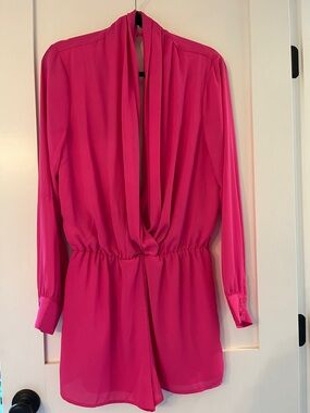 superdown Hot Pink V-Neck Romper